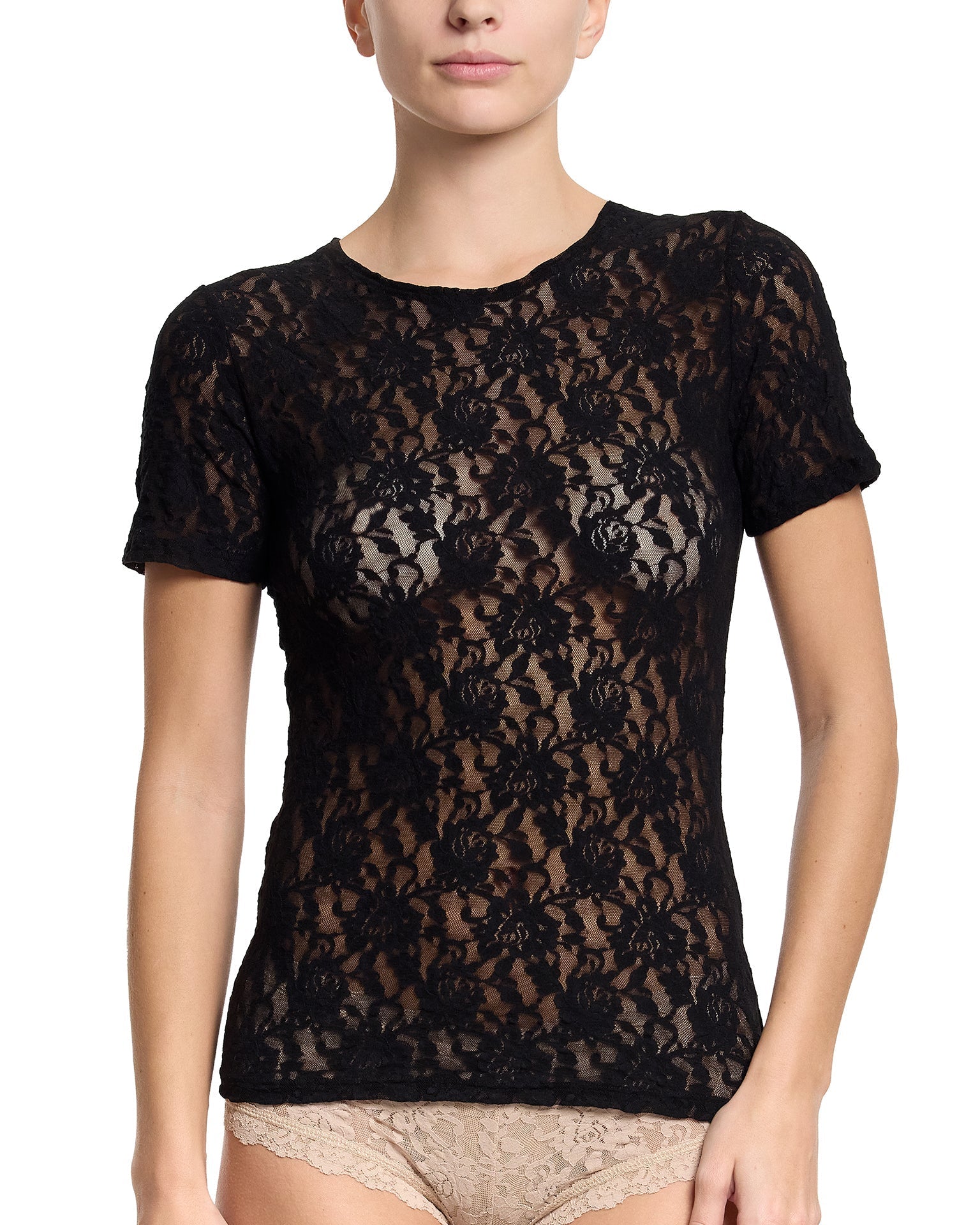 Signature Lace® Short Sleeve Top Black