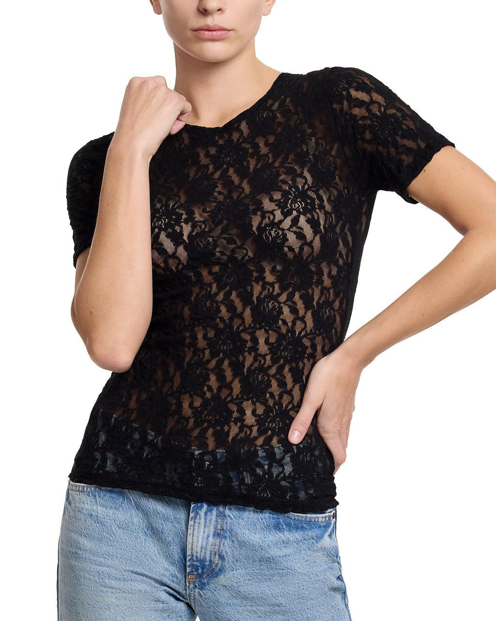 Signature Lace® Short Sleeve Top Black