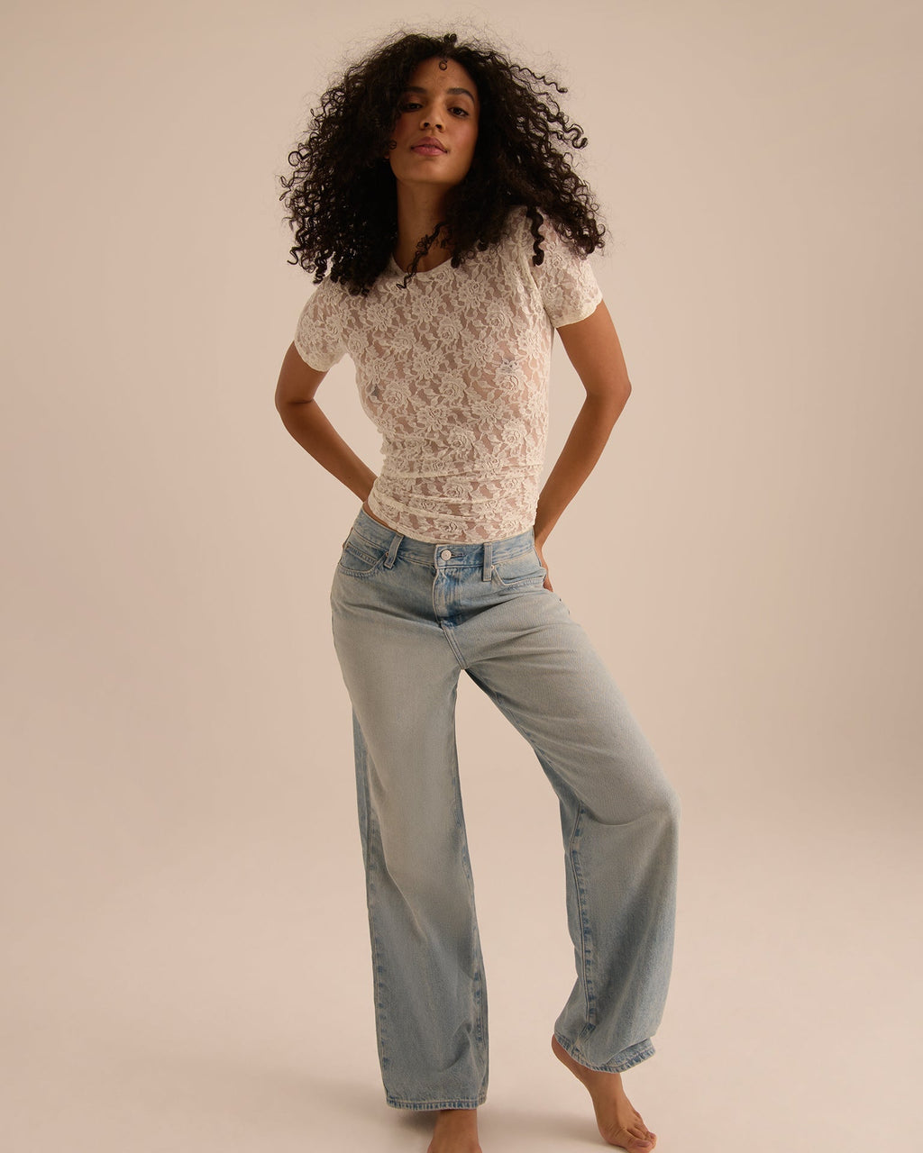 Signature Lace® Short Sleeve Top Marshmallow