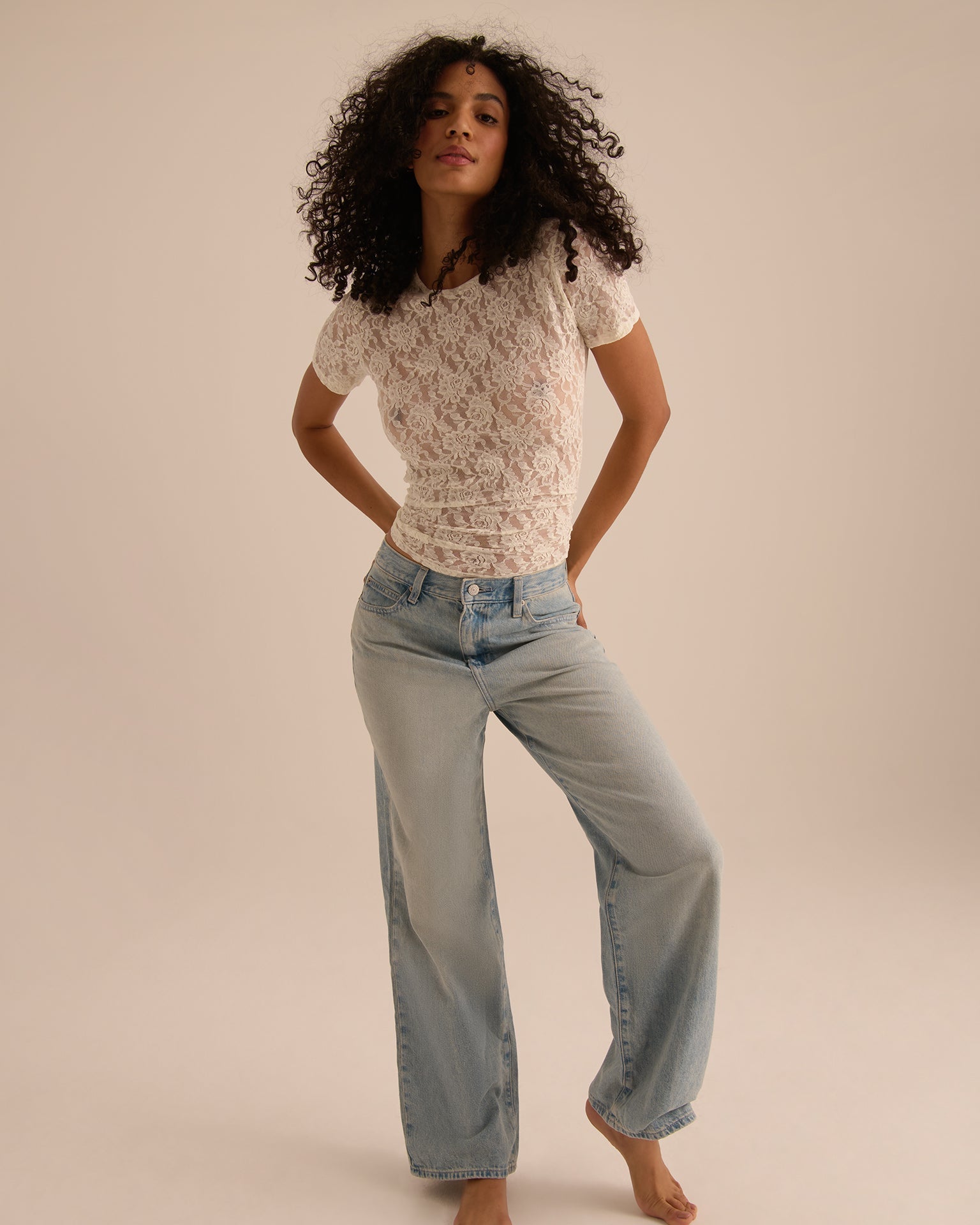 Signature Lace® Short Sleeve Top Marshmallow