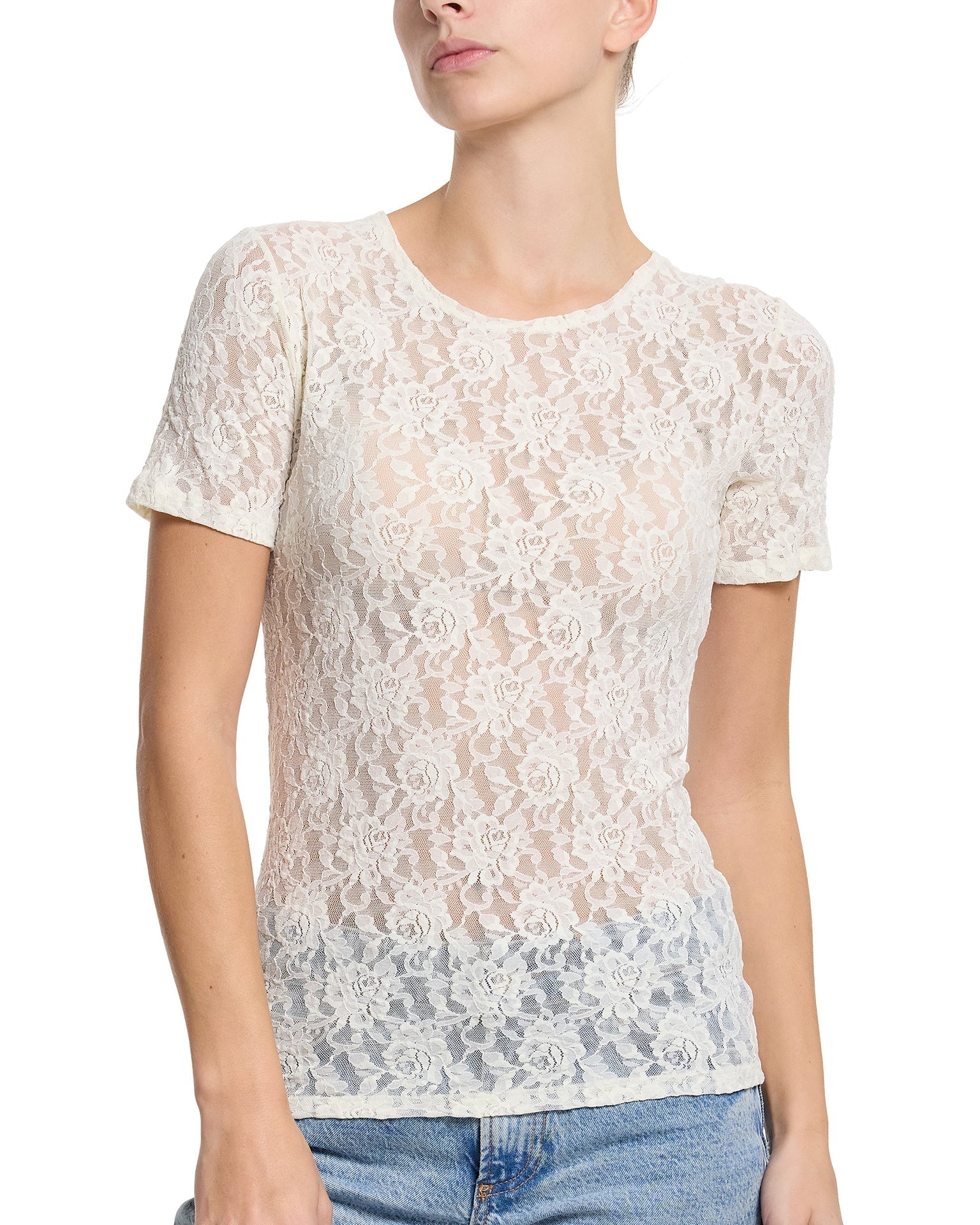 Signature Lace® Short Sleeve Top Marshmallow