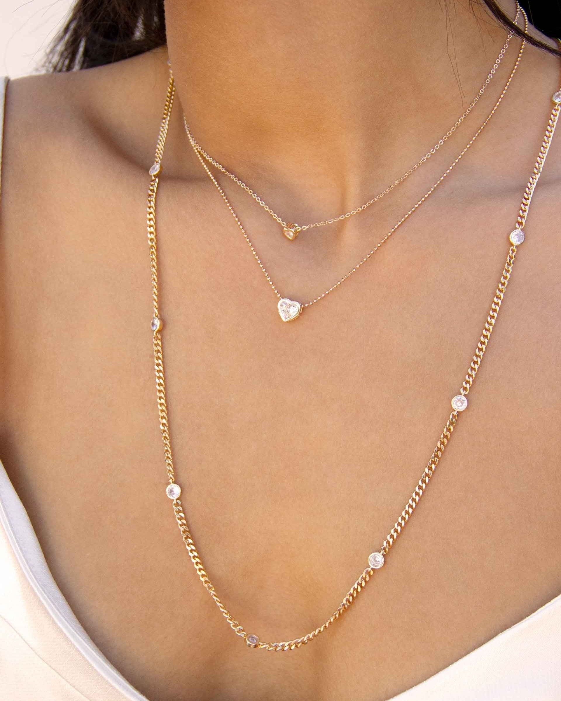 Dainty Chain and Crystal Necklace Set