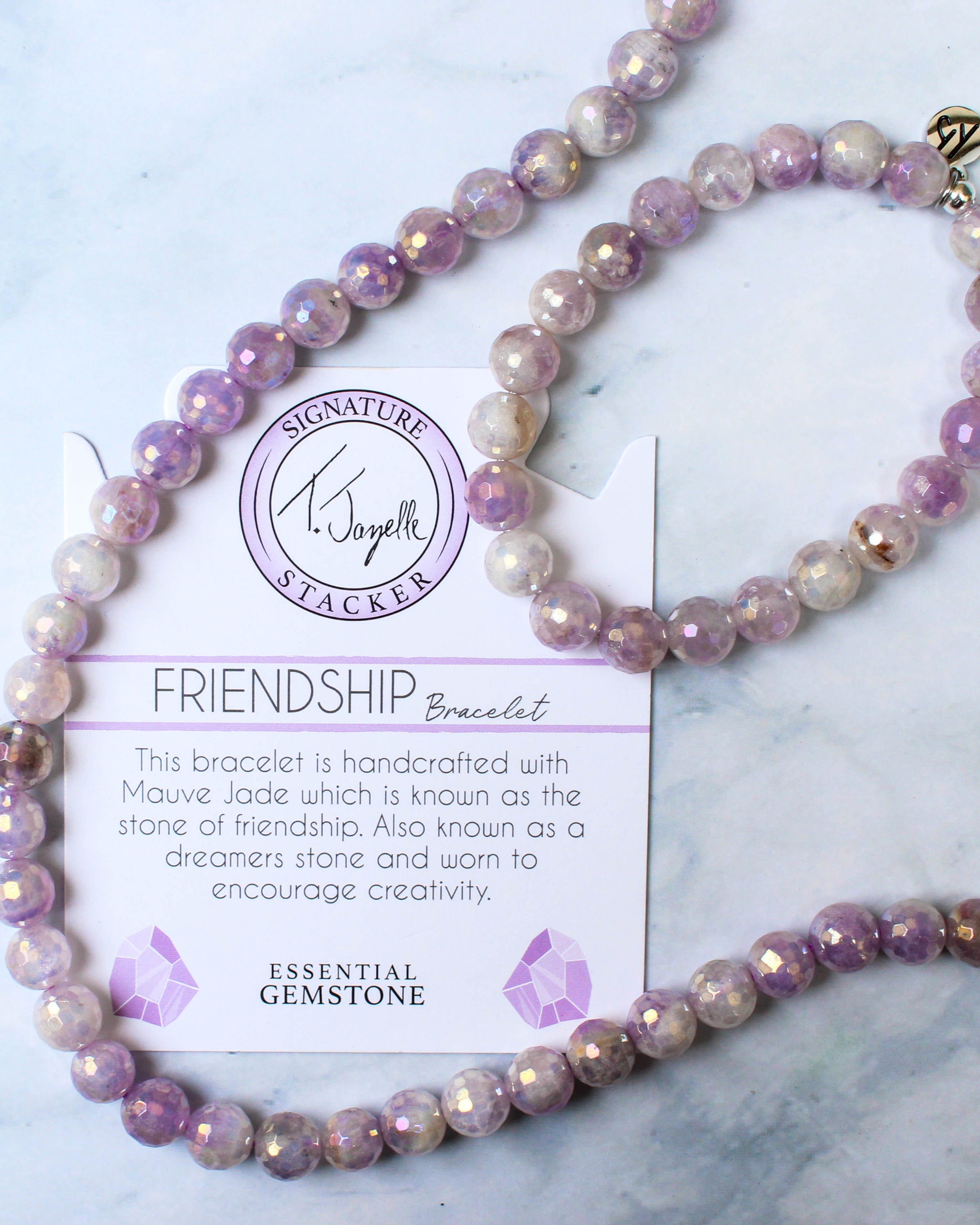 Defining Bracelet- Friendship Bracelet with Mauve Jade Gemstones