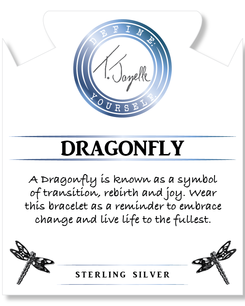 Mauve Jade Gemstone Bracelet with Dragonfly Sterling Silver Charm