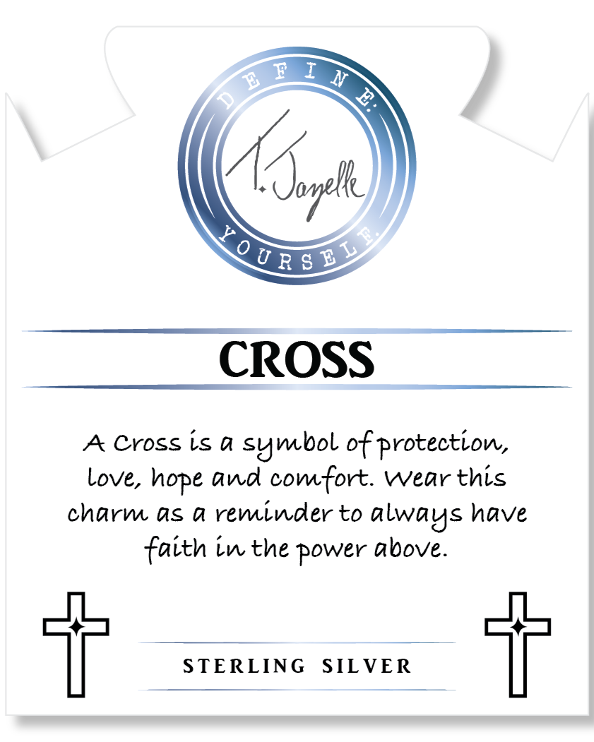 Moonstone Gemstone Bracelet with Cross CZ Sterling Silver Charm