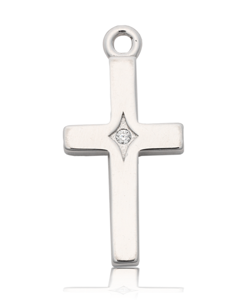 Moonstone Gemstone Bracelet with Cross CZ Sterling Silver Charm