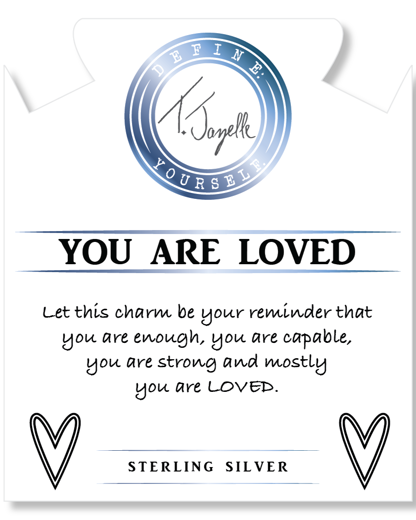 Pink Jade Gemstone Bracelet with You are Loved Sterling Silver Charm