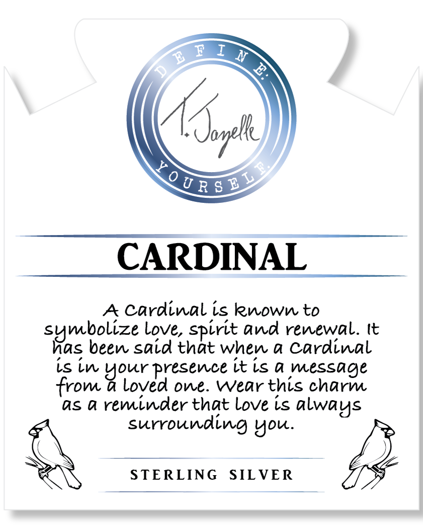 Red Jasper Stone Bracelet with Cardinal Sterling Silver Charm