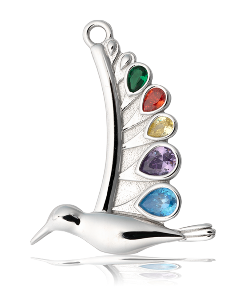 Sunset Quartz Gemstone Bracelet with Hummingbird Sterling Silver Charm